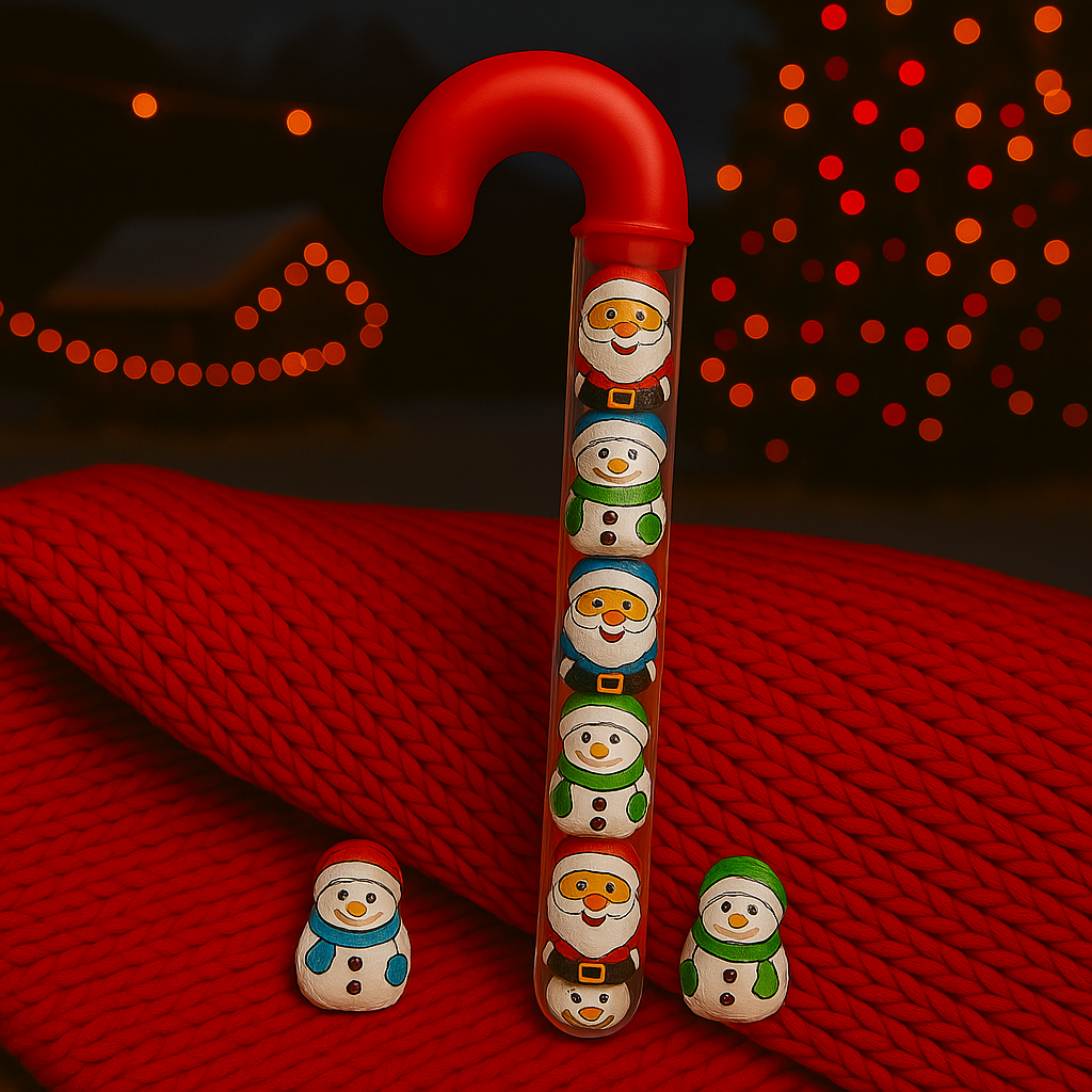 ✨ Canne de Noël – 9 Chocolats Père Noël & Bonhomme de Neige 🎄🍫