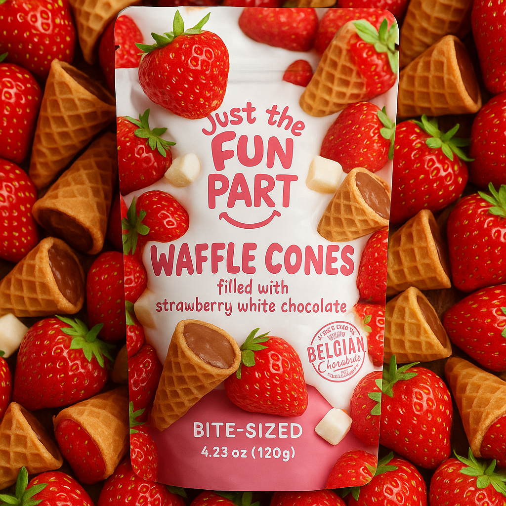 🌸🍭 Cônes – Chocolat blanc aromatisé à la Fraise 🍭🌸