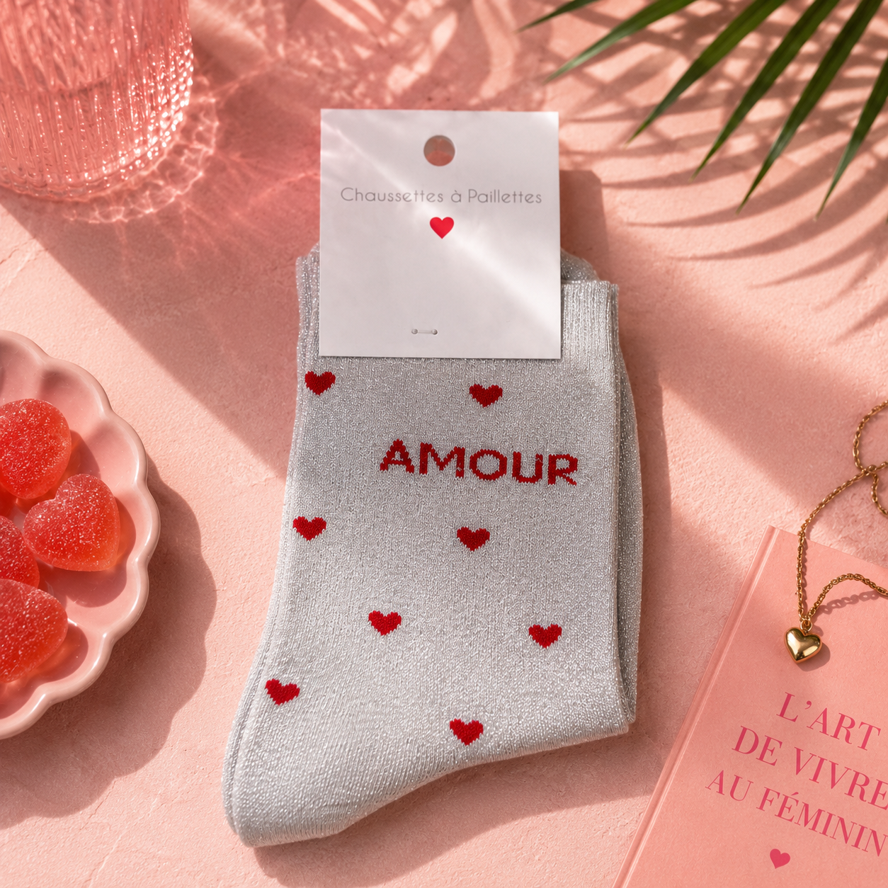 Chaussettes Pailletées Amour Argentées ❤️✨ 36-42