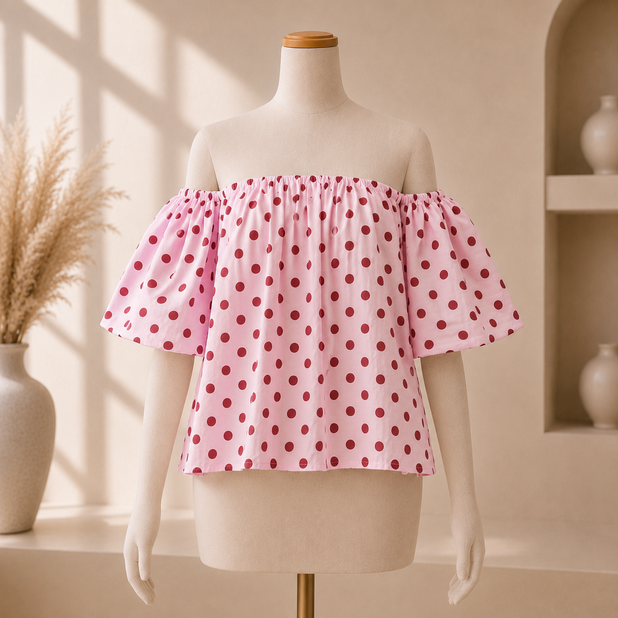 ✨ Top Bardot à Pois Roses ✨