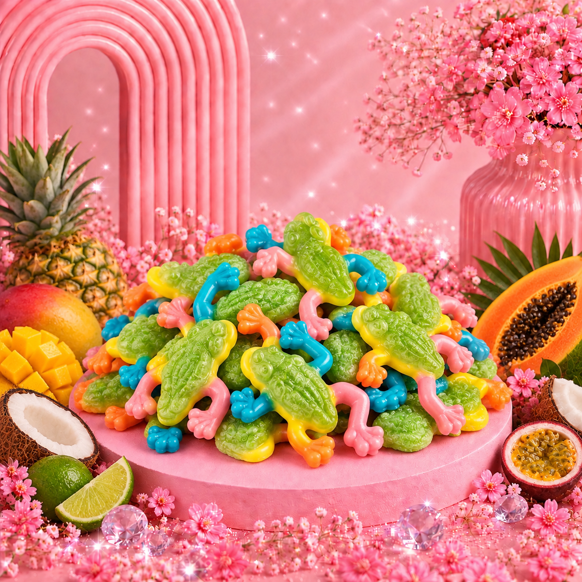 🌸 Grenouilles Tropicales Fourrées - 100g 🌸