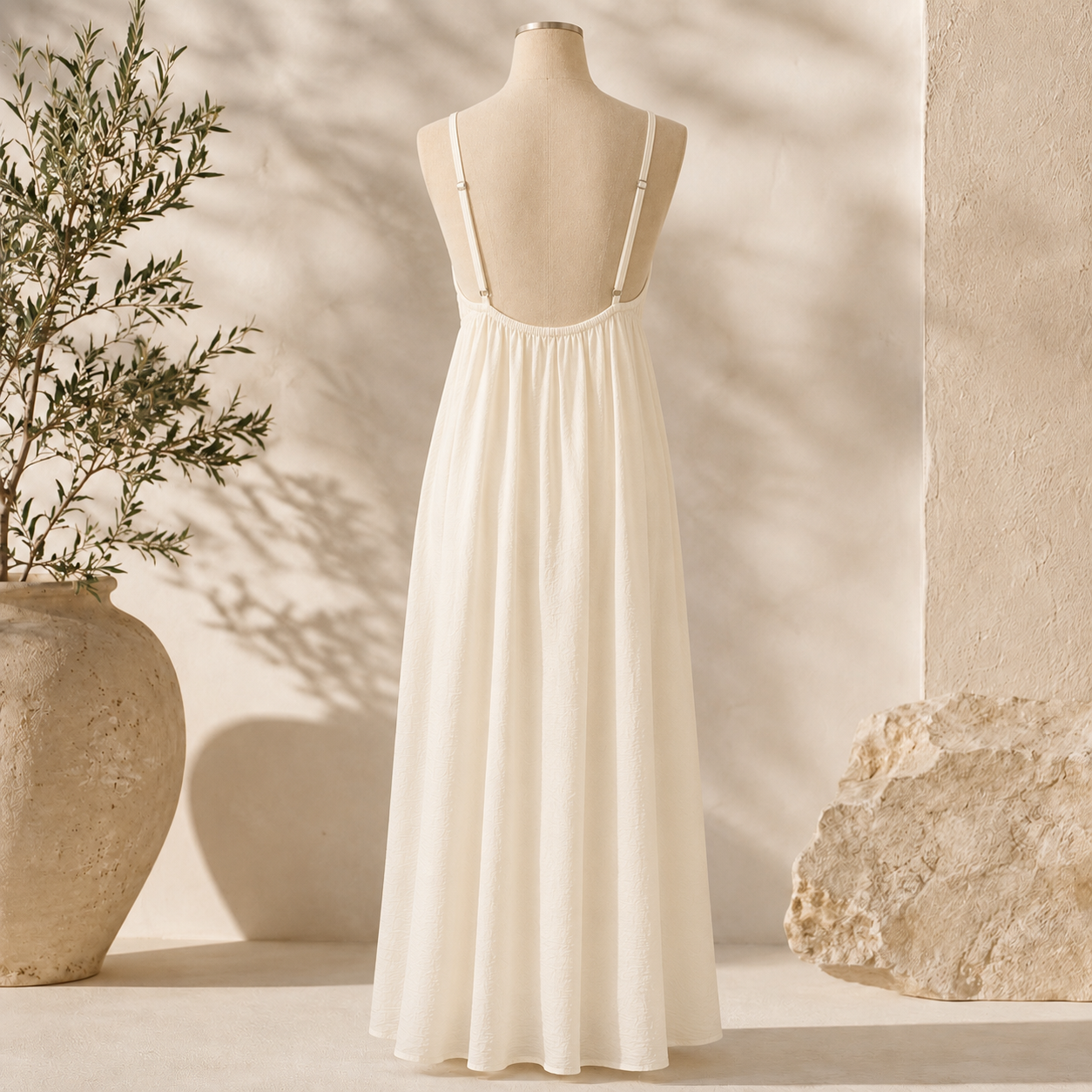 ✨ Robe Longue Blanche à Clous ✨