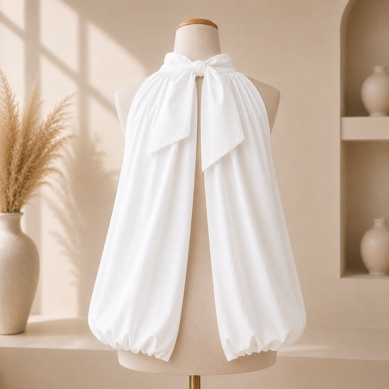 ✨ Haut Dos Nu Blanc – Col Noué ✨