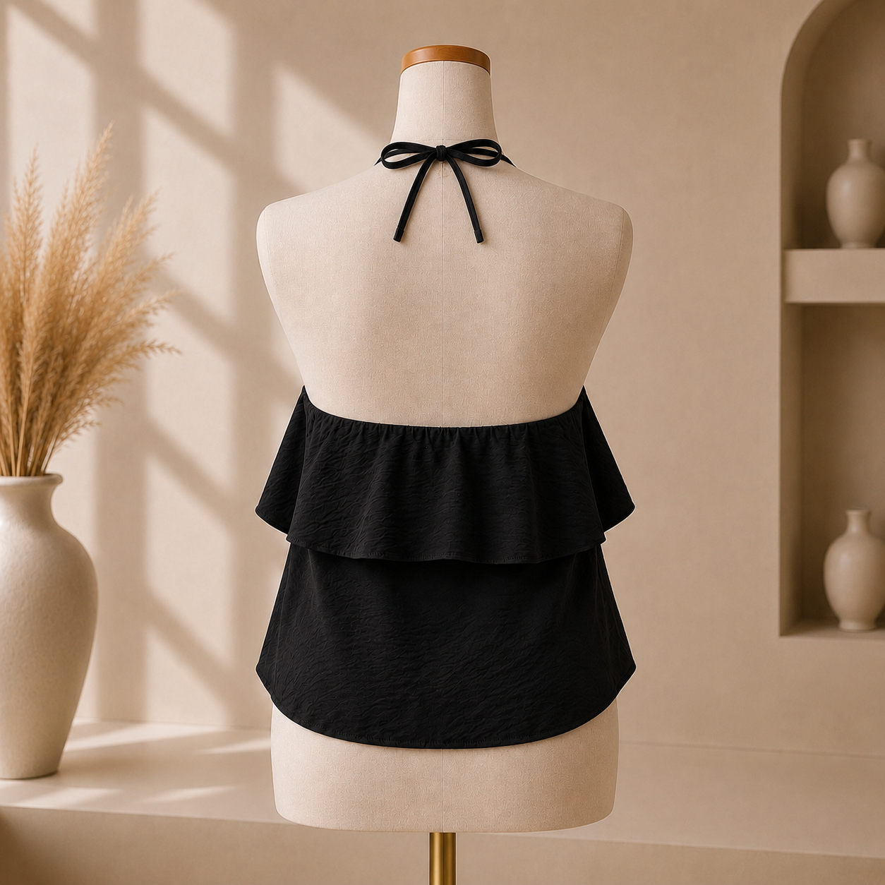 ✨ Top Dos Nu Volants Fleur Noir ✨