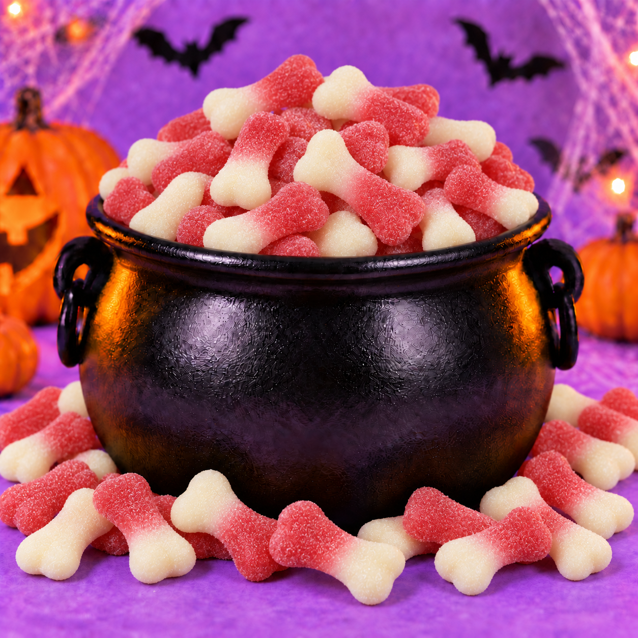 🦴 Os Sucrés Fraise & Crème – 100 g 🎃