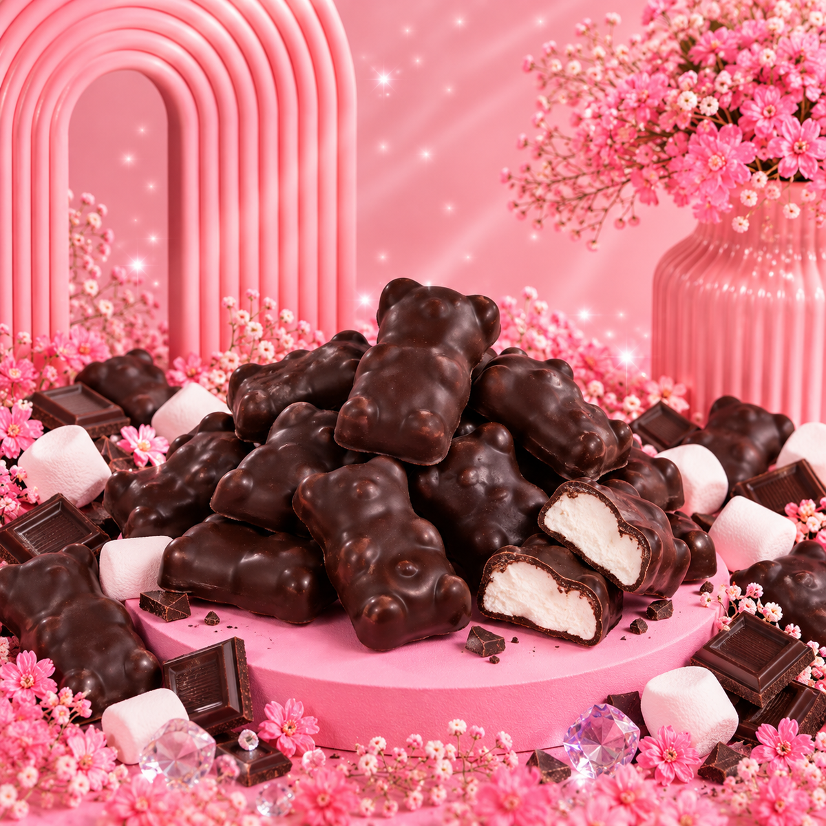 🧸 Oursons Guimauve Chocolat Noir - x5 🍫