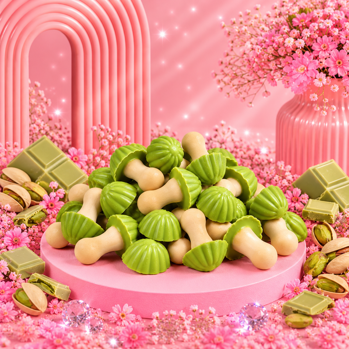 🍄 Champignons Pistache – 100 g 💚