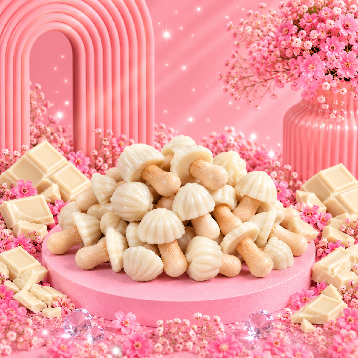 🍄 Champignons Chocolat Blanc – 100 g 🤍