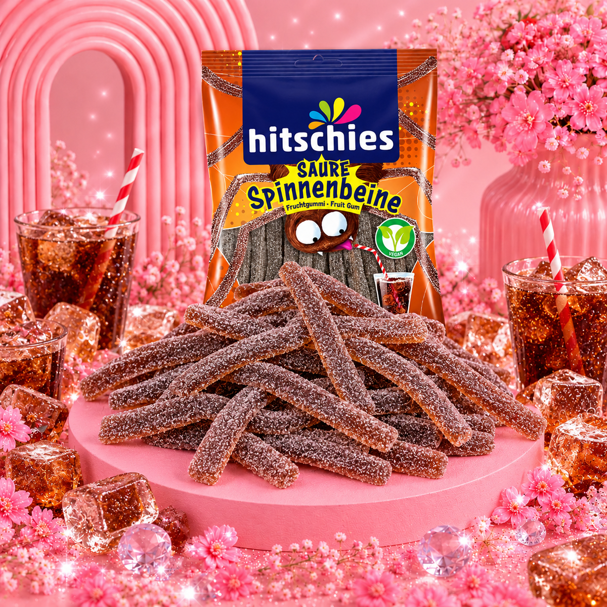 🌸 Hitschies Pattes d’Araignée Acidulées Coca – Sachet 125 g 🌸