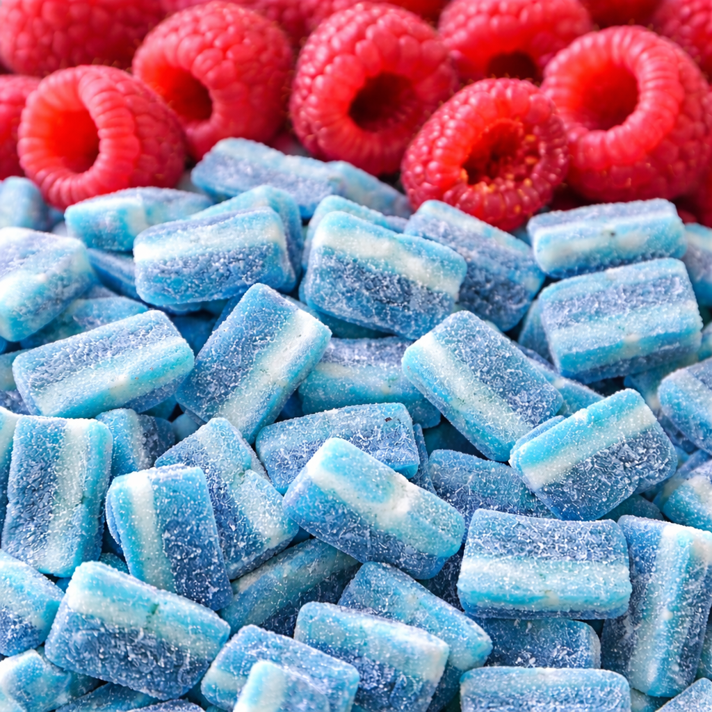 Tranches bleues FRAMBOISE acidulées - 100gr 🍬