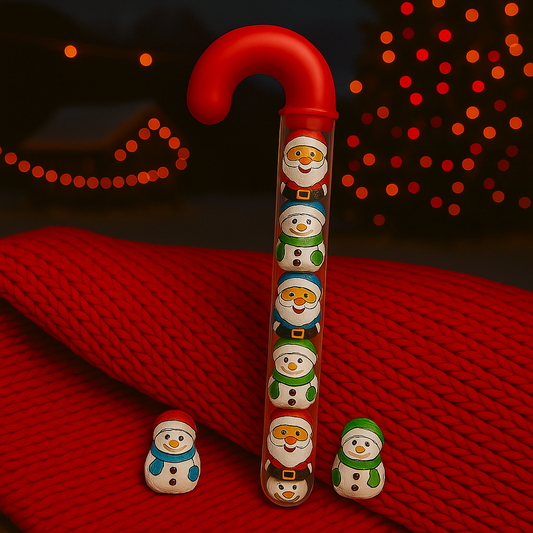 ✨ Canne de Noël – 9 Chocolats Père Noël & Bonhomme de Neige 🎄🍫