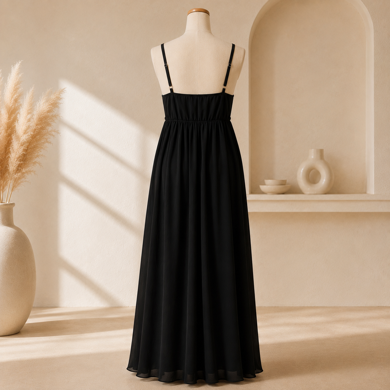 ✨ Robe Longue Noire à Clous ✨