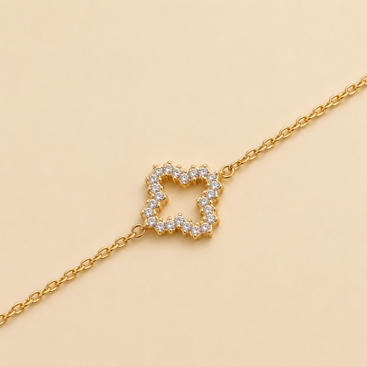 Bracelet Trèfle Scintillant Doré 💛