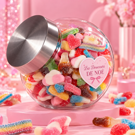 🍭 Bonbonnière personnalisée – 1 kg de bonbons au choix
