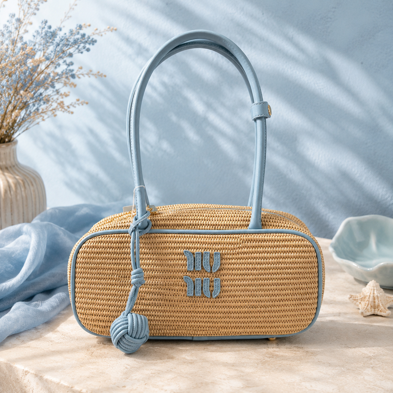 ✨ Sac Raphia Premium Bleu ✨