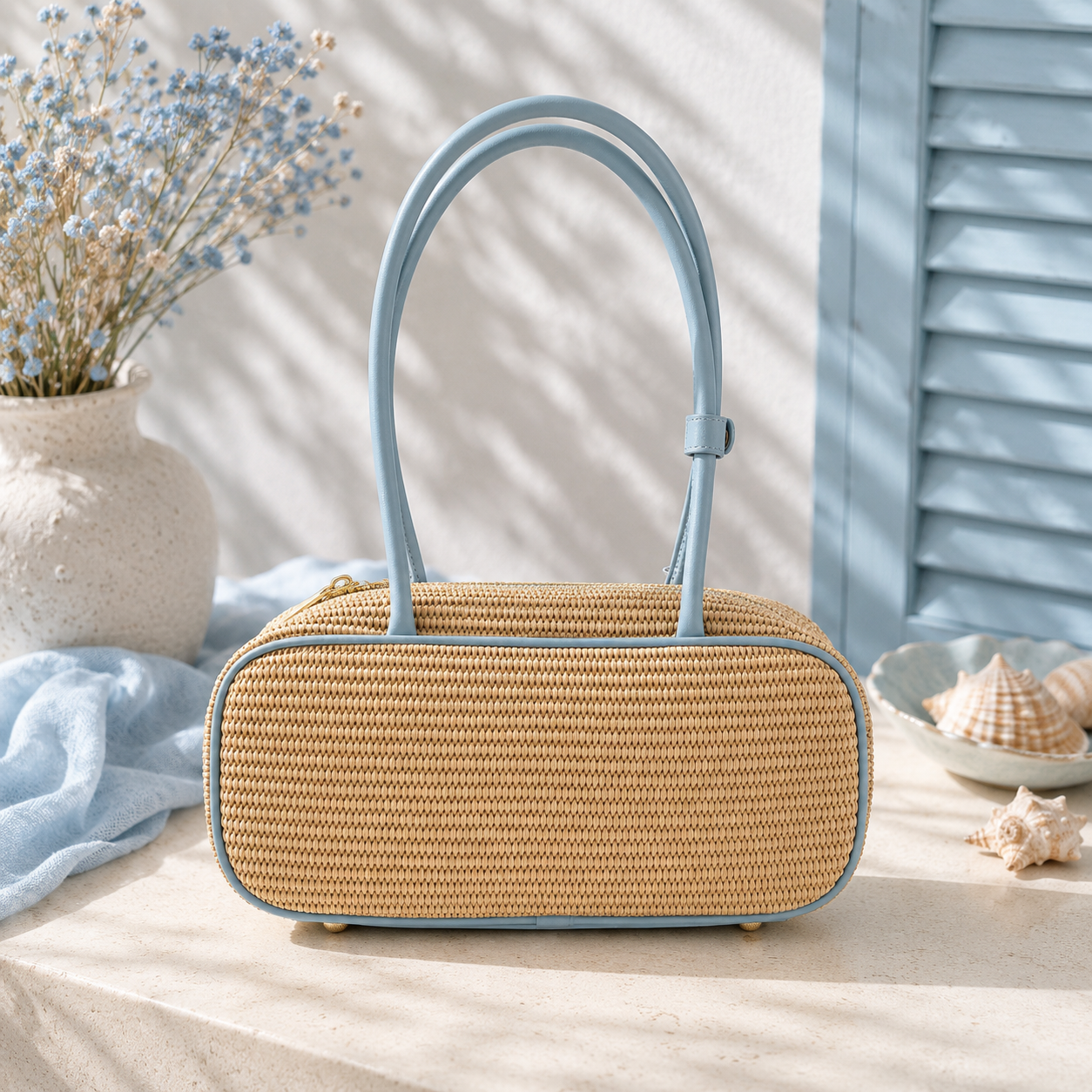 ✨ Sac Raphia Premium Bleu ✨