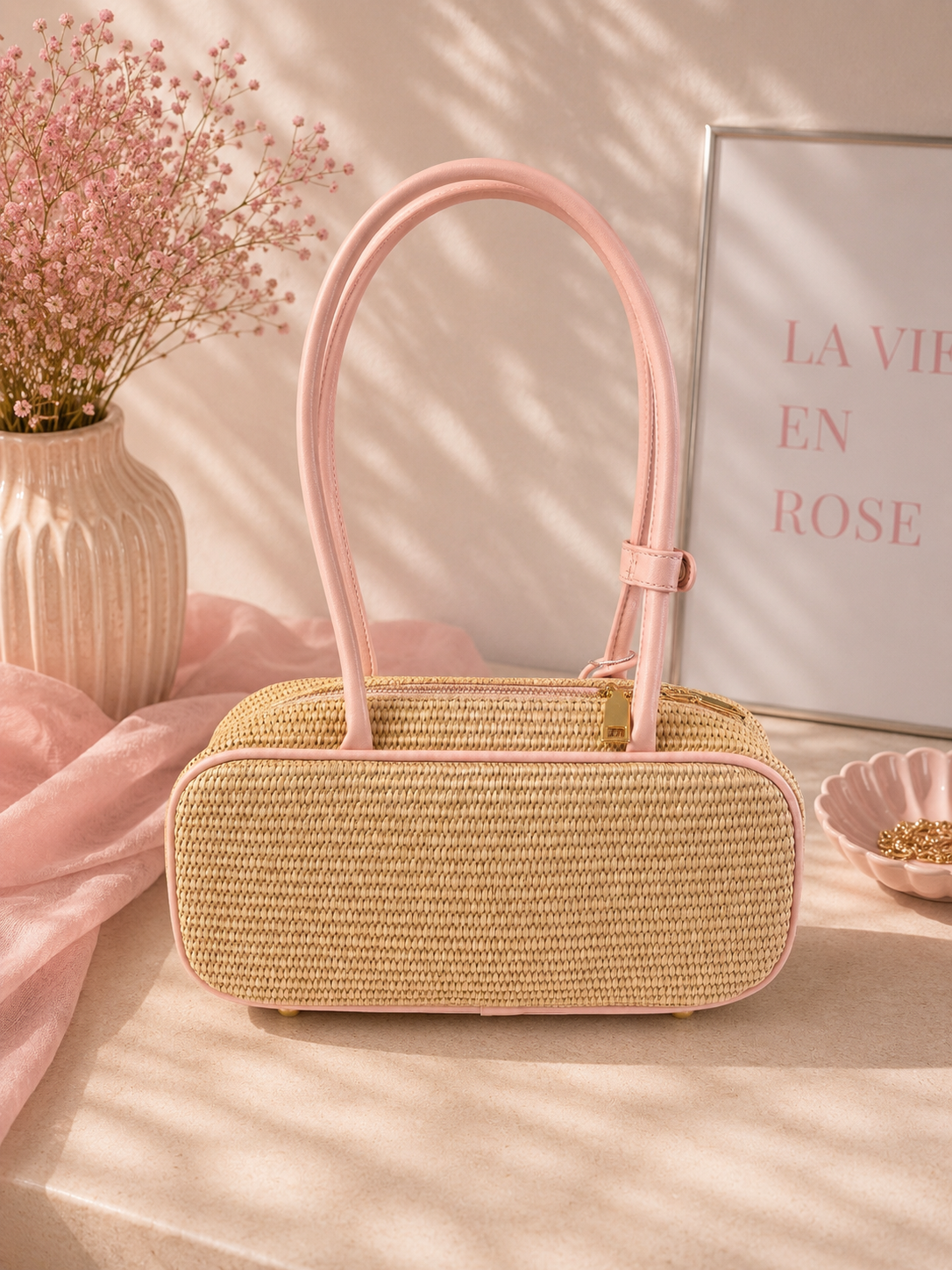 ✨ Sac Raphia Premium Rose ✨