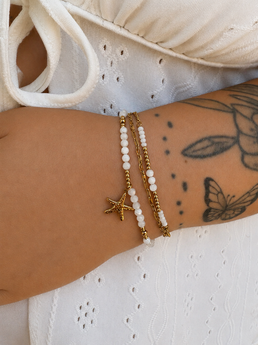 ✨ Bracelet Coralia - Blanc/Doré ✨