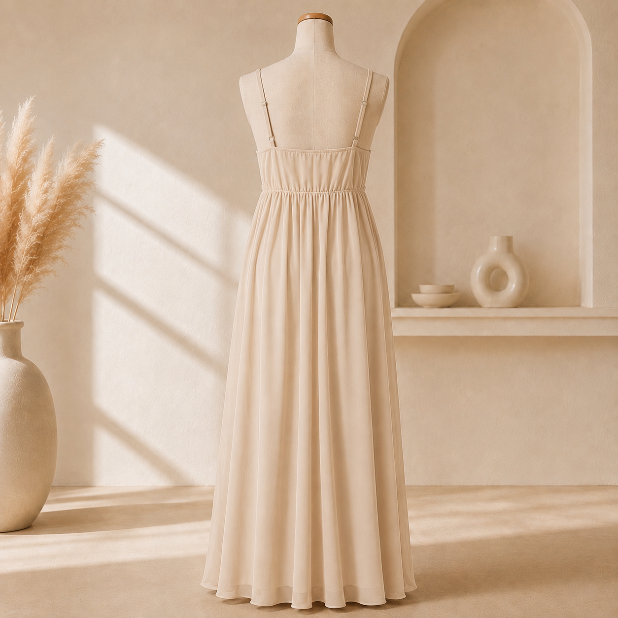 ✨ Robe Longue Beige à Clous ✨
