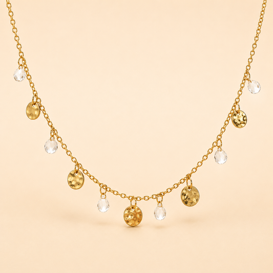 Collier Éloria – Doré/Cristal ✨