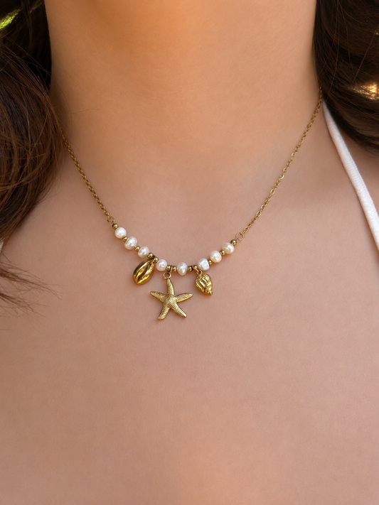 ✨ Collier Marlène - Blanc/Doré ✨