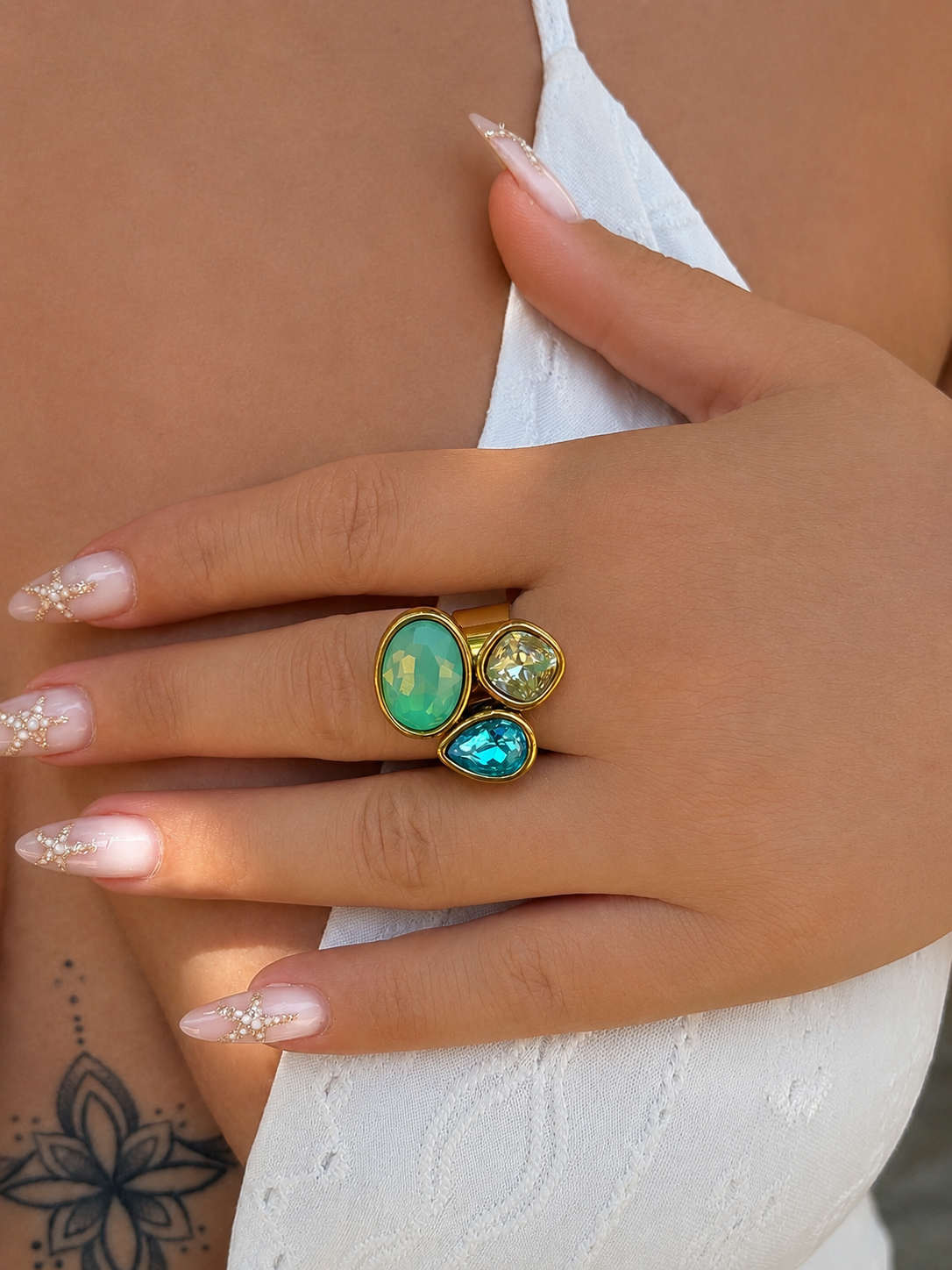 ✨ Bague Gemma - Vert/Doré ✨