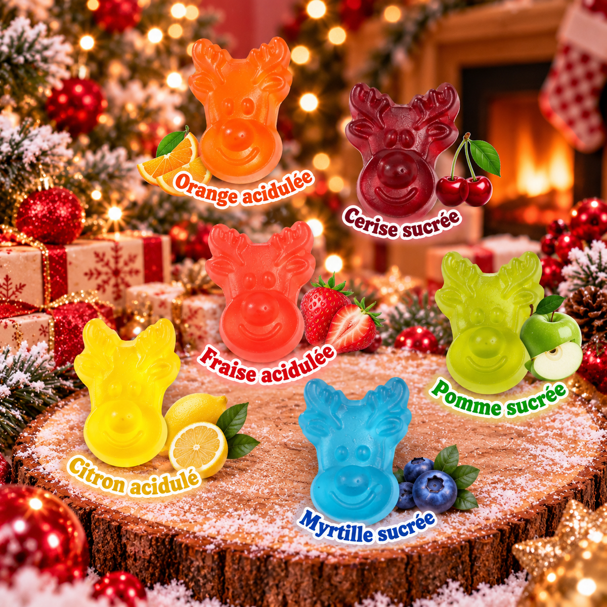 🎄🦌 Haribo Rennes de Noël – Classiques & Acidulés – 100 g 🍬❤️