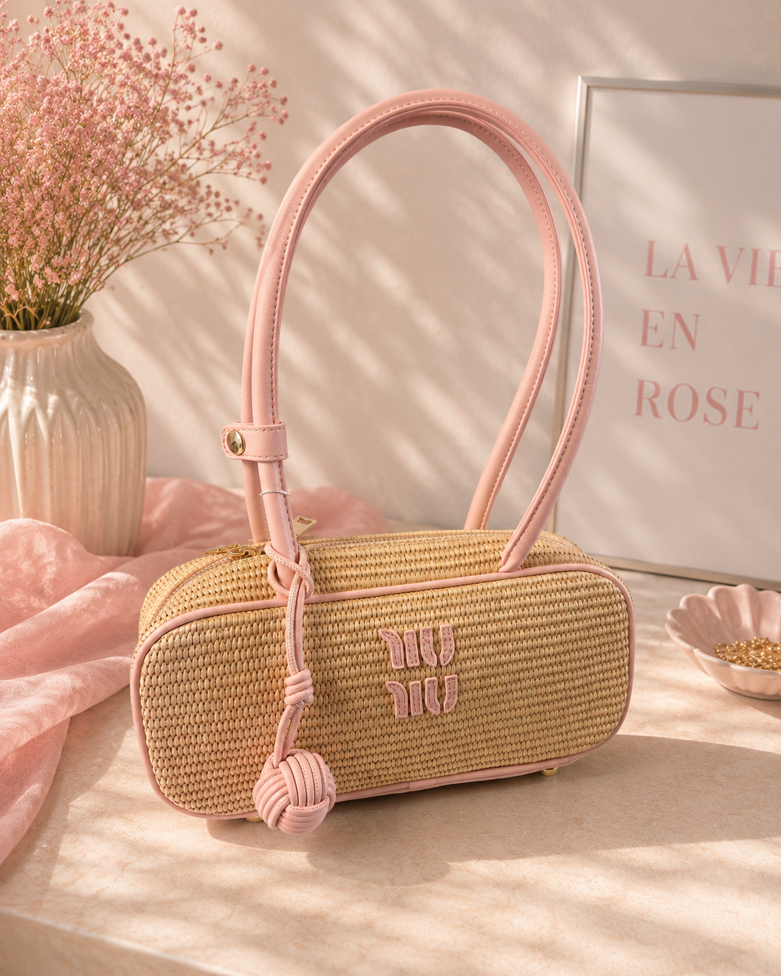 ✨ Sac Raphia Premium Rose ✨