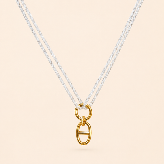 Collier Mykonos – Blanc/Doré 🤍