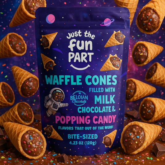 🌸🍭 Cônes – Bonbons pétillants & Chocolat au lait 🍭🌸