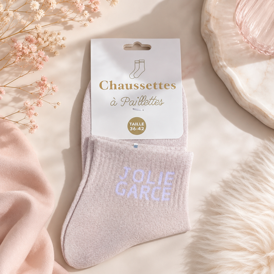 Chaussettes Pailletées Jolie Garce Beige ✨🤍 36-42
