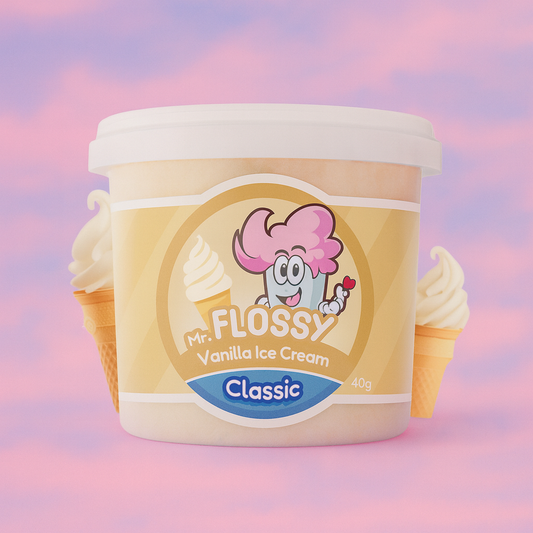 🌸🍭 Barbe à Papa Glace à la Vanille – Mr Flossy 🍭🌸
