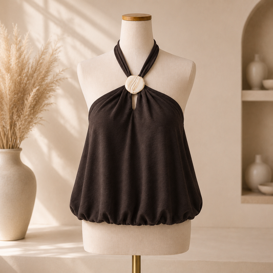 ✨ Top Dos Nu Choco – Détail Résine ✨