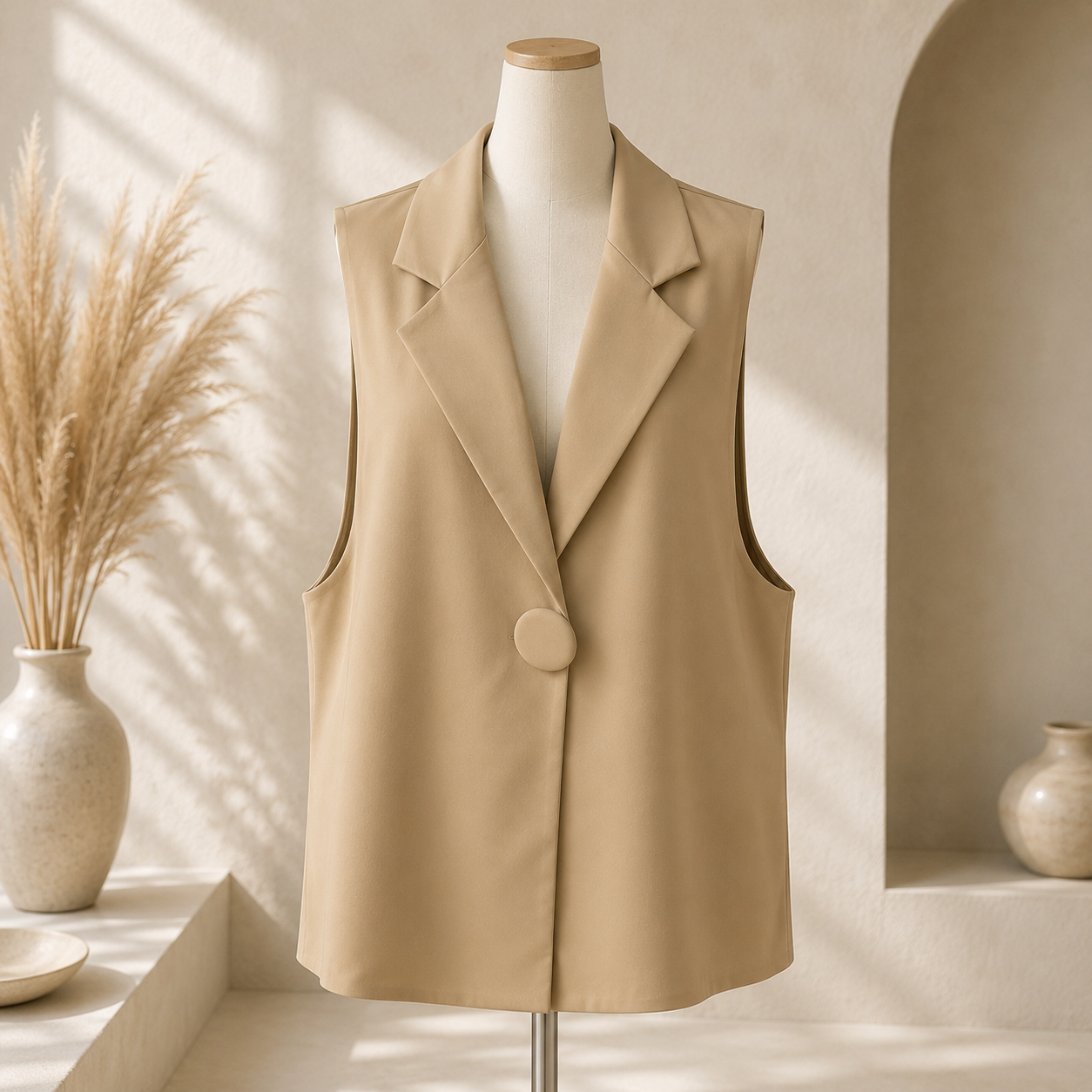 🤎 Blazer sans manches – Beige