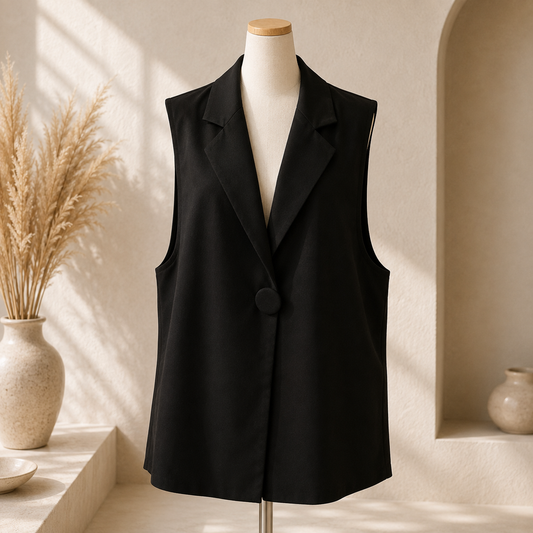 🤎 Blazer sans manches – Noir