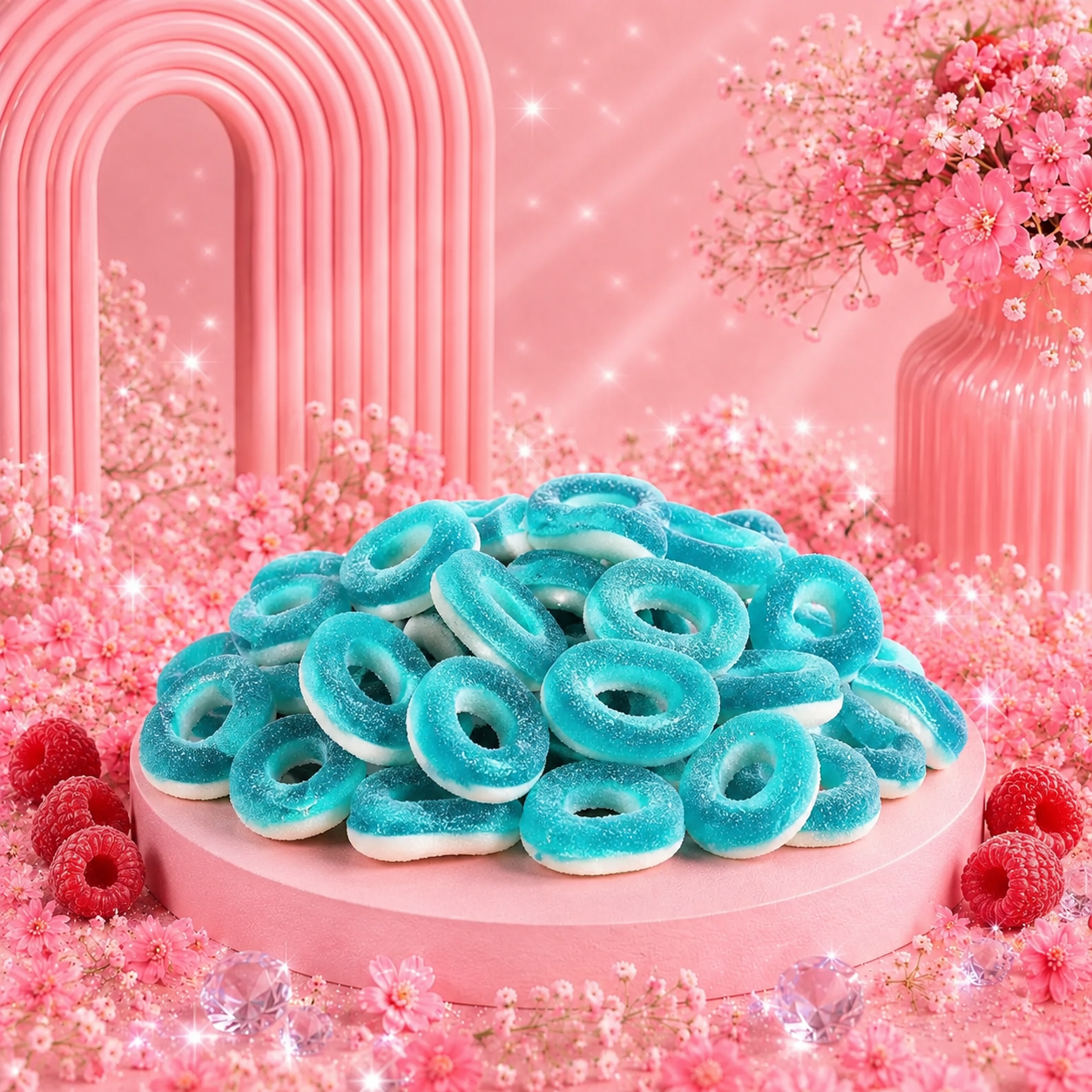 🌸 Anneaux Sucrés Framboise - 100g 🌸