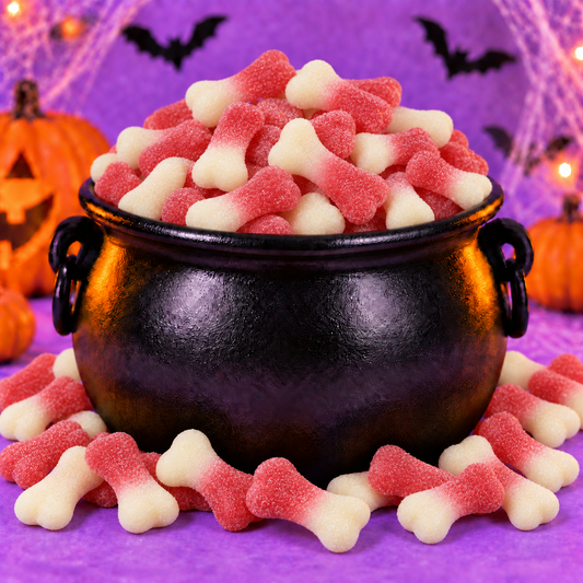 🦴 Os Sucrés Fraise & Crème – 100 g 🎃