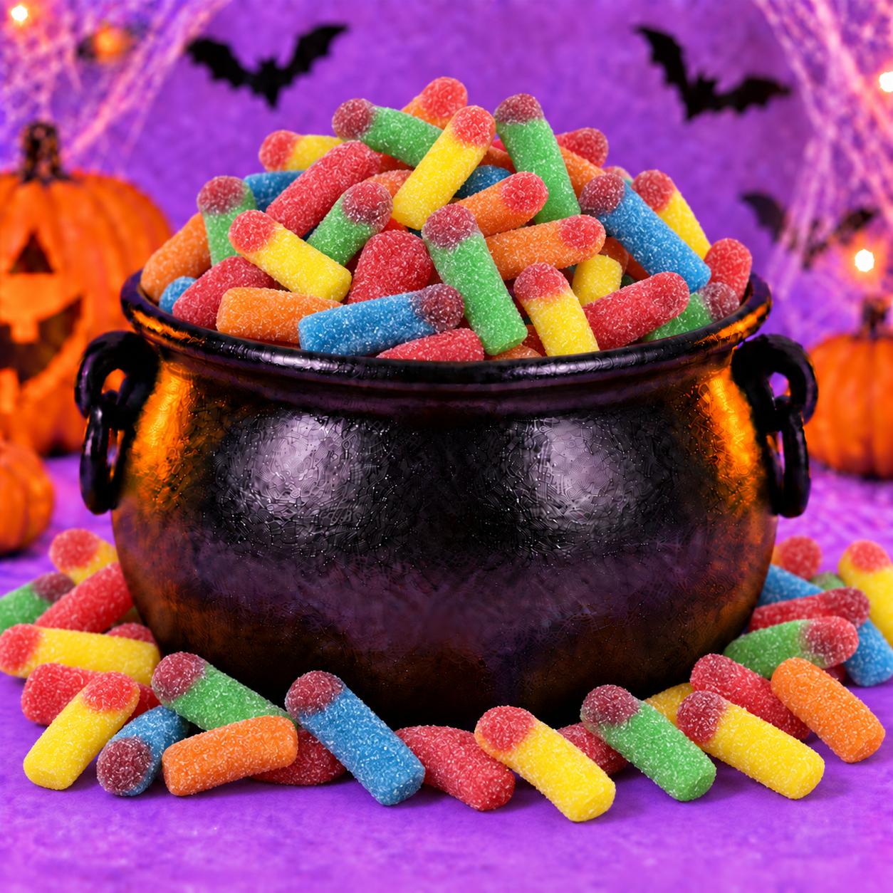 🖐️ Doigts Acidulés Multicolores – 100 g 🎃